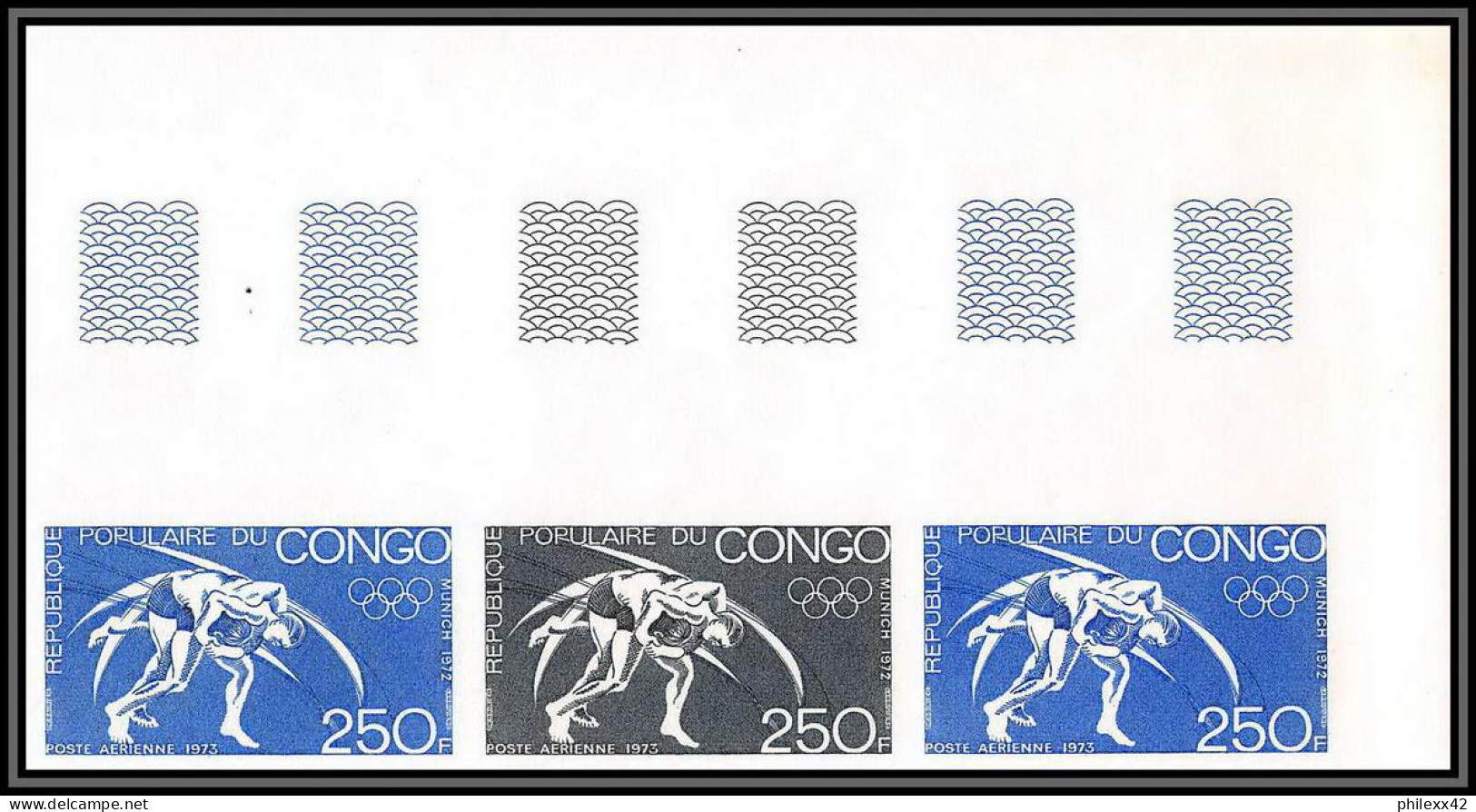 91845a Congo N°152 Lutte Wrestling 1972 Jeux Olympiques Olympic Games Munich 72 Non Dentelé ** MNH Imperf Essai Proof  - Lutte