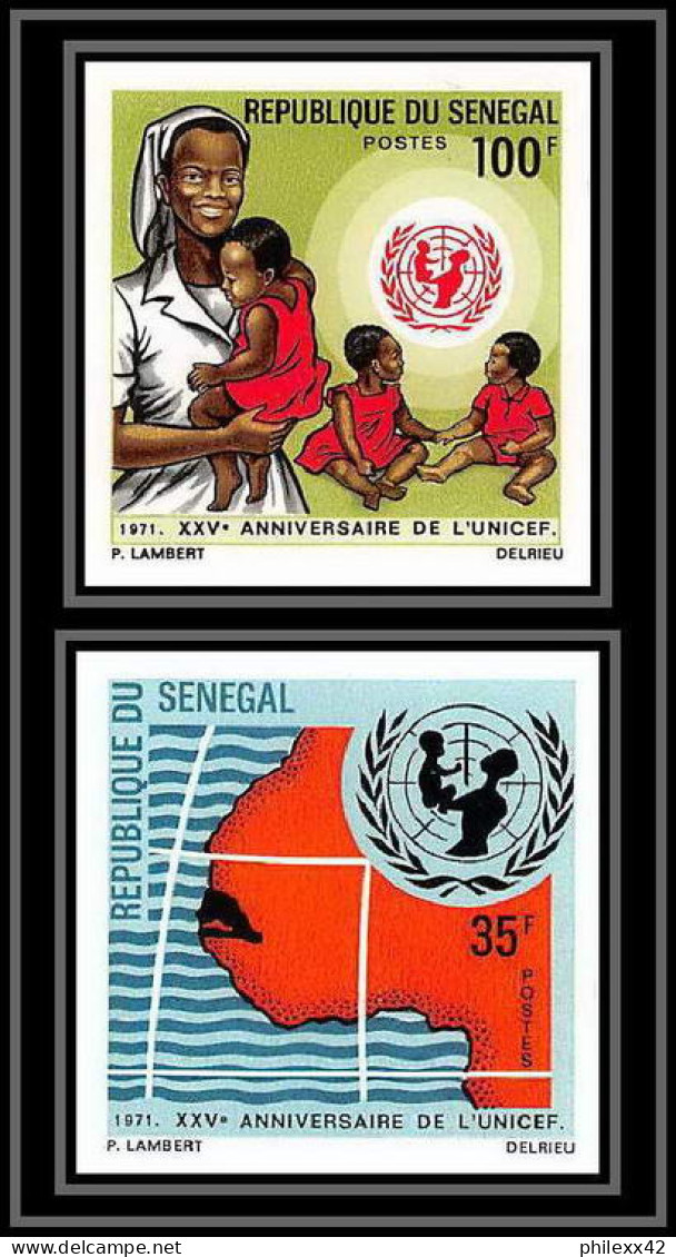 91847c Sénégal N° 356/357 UNICEF 1971 Enfant Child Children Non Dentelé Imperf ** MNH  - UNICEF