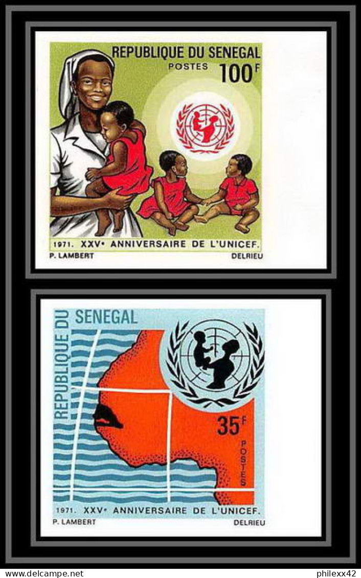 91847d Sénégal N° 356/357 UNICEF 1971 Enfant Child Children Non Dentelé Imperf ** MNH + Epreuve De Luxe Proof - UNICEF
