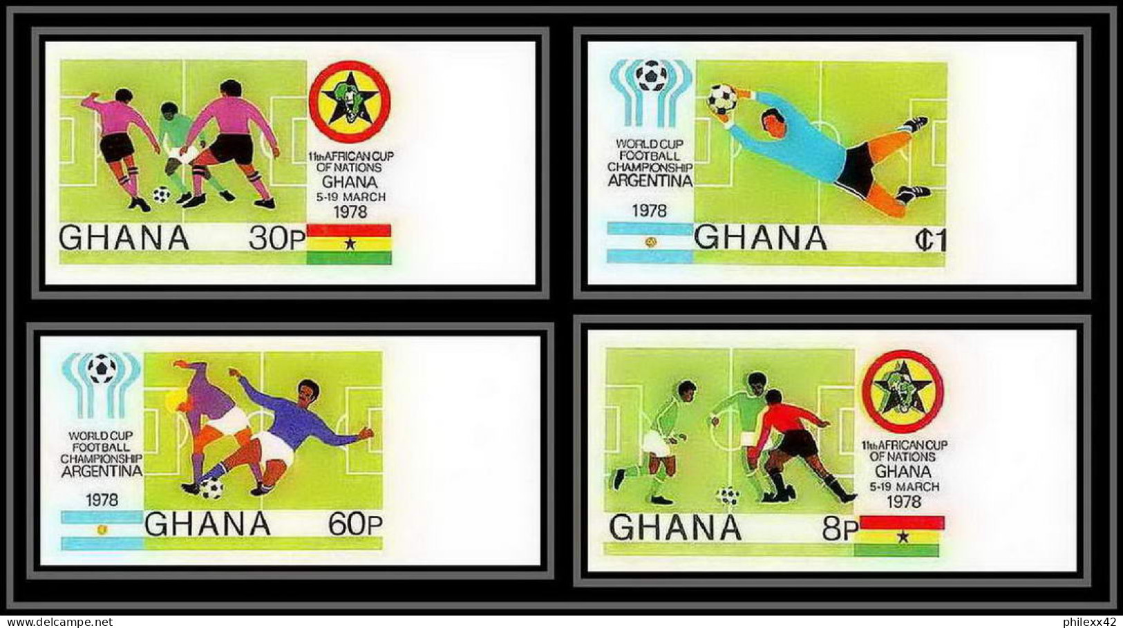 91858b Ghana N° 618/621 African Cup Of Nations Football Soccer 1978 Non Dentelé Imperf ** MNH  - Copa Africana De Naciones