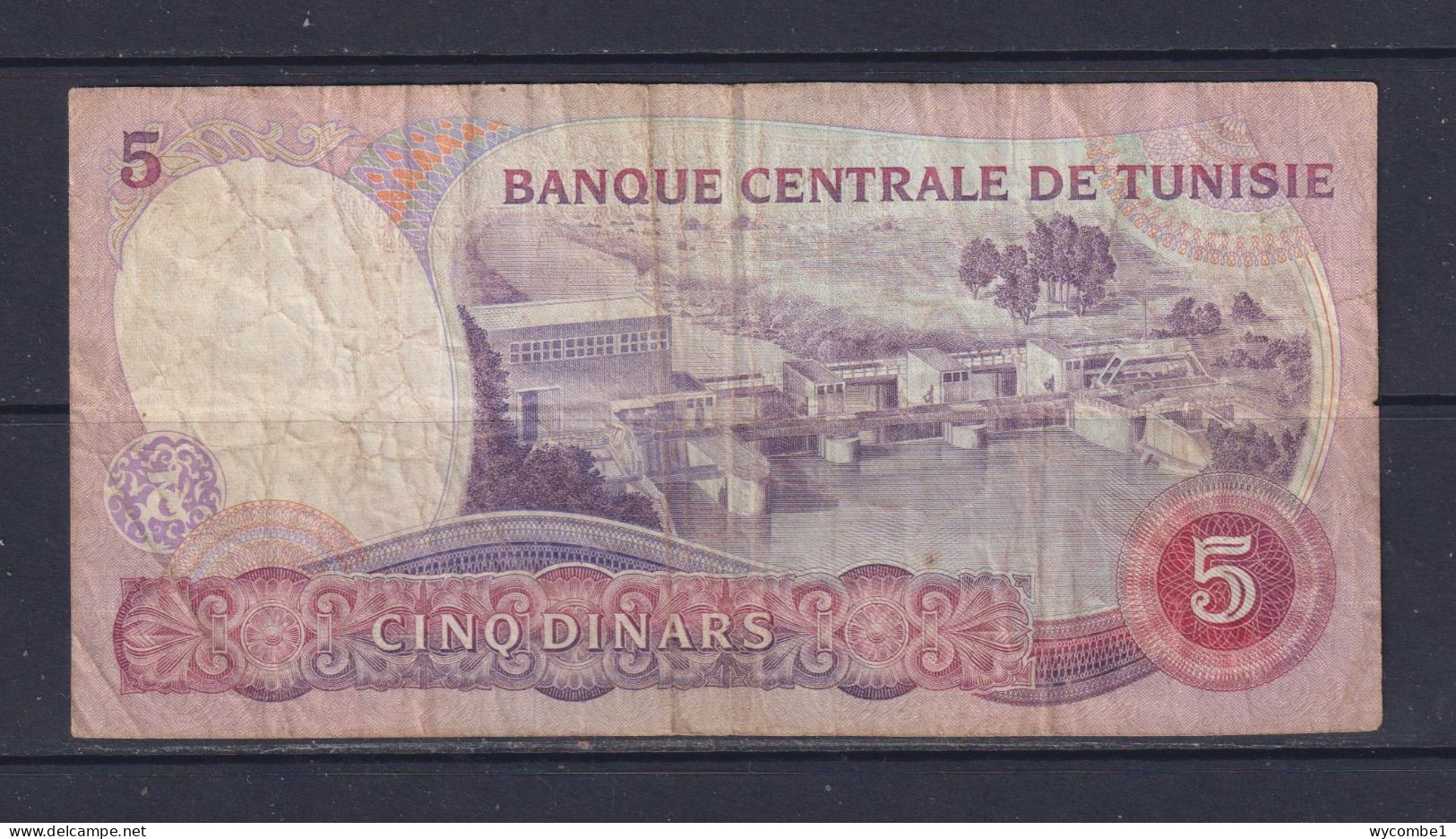 TUNISIA  -  1983 5 Dinars Circulated Banknote As Scans - Tunisie