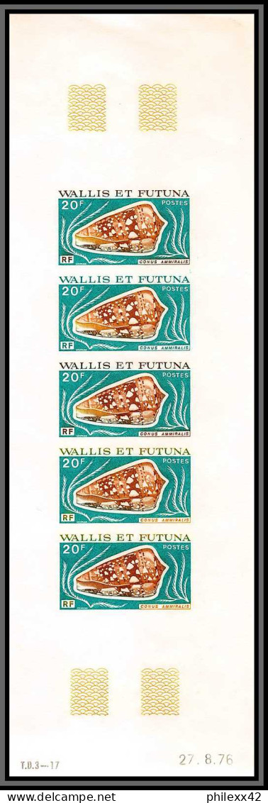 91968b Wallis Et Futuna N° 192/195 Coquillages Shell (shells) Essai Proof Non Dentelé Imperf ** MNH Bande 5 Multicolore - Non Dentelés, épreuves & Variétés