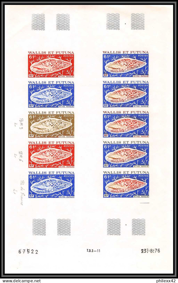 91968 Wallis Et Futuna N° 192/195 Coquillages Shell (shells) Essai Proof Non Dentelé Imperf ** MNH Feuille Sheet - Nuovi