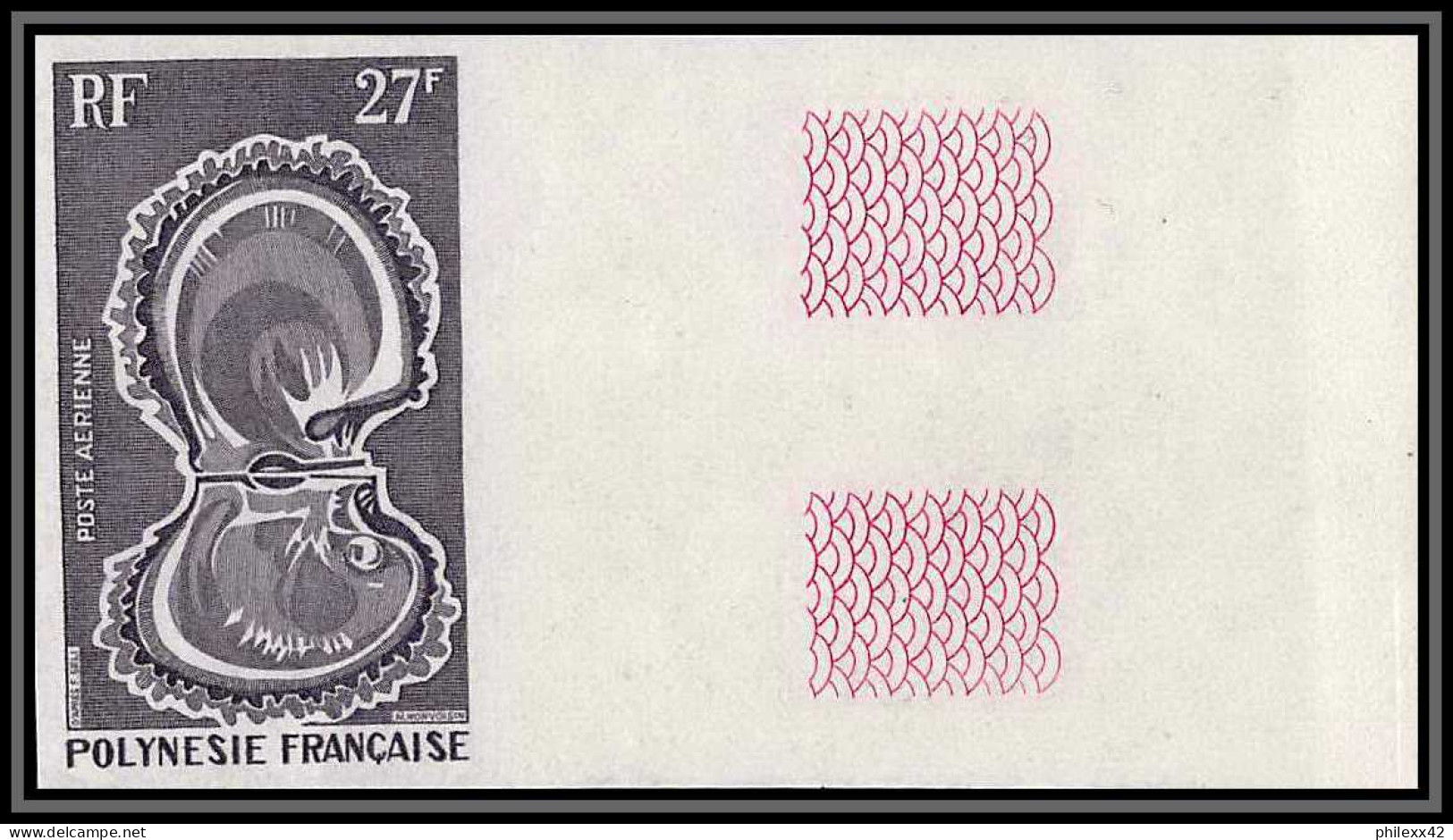 91983a Polynesie N°37 Huitre Oyster Coquillage Shell Essai Proof Non Dentelé Imperf ** MNH - Non Dentelés, épreuves & Variétés