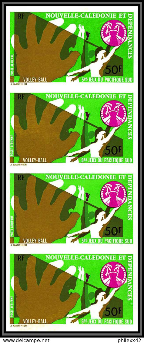 92007c Nouvelle-Calédonie PA N° 168 Volley Ball 5ème Jeux Du Pacific Sud Non Dentelé Imperf ** MNH Bande 4 - Volley-Ball