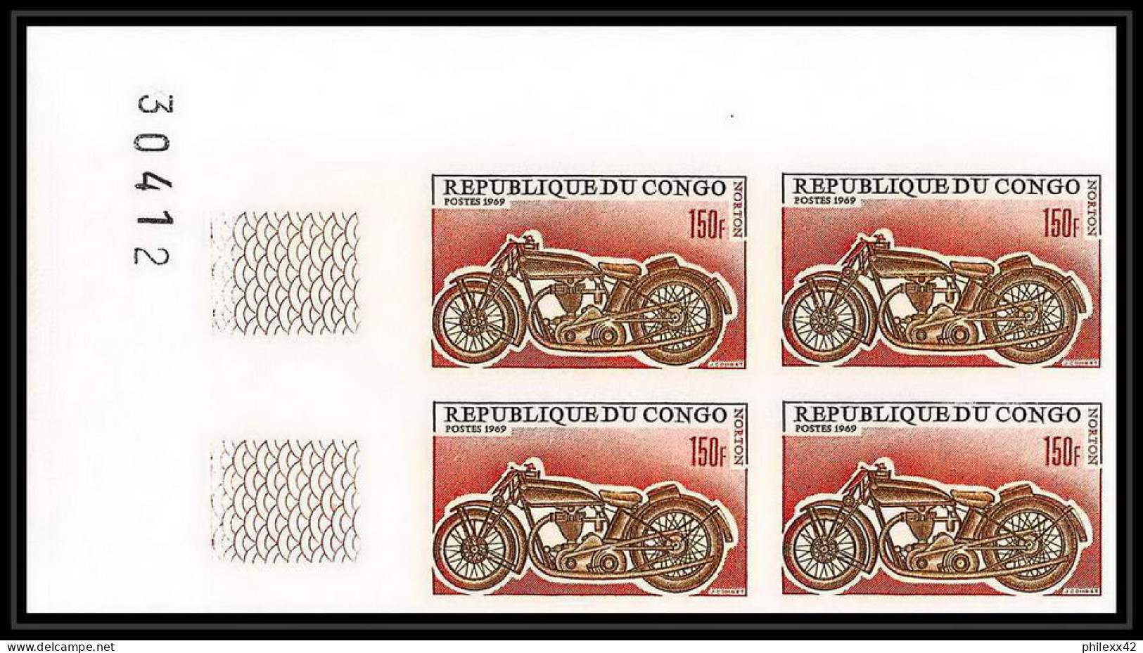 92081 Congo N°229/239 cycle velo (Cycling) moto bike motorcycle bloc de 4 coin daté Non dentelé imperf ** MNH complet