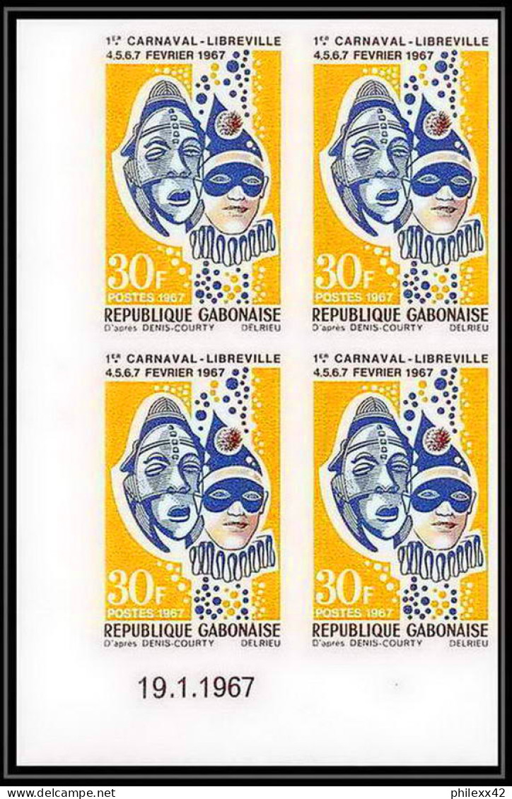 92136 Gabon Gabonaise N°210 Carnaval Masques Carnival Masks 1967 Denis Courty Coin Daté Non Dentelé Imperf ** MNH - Carnival