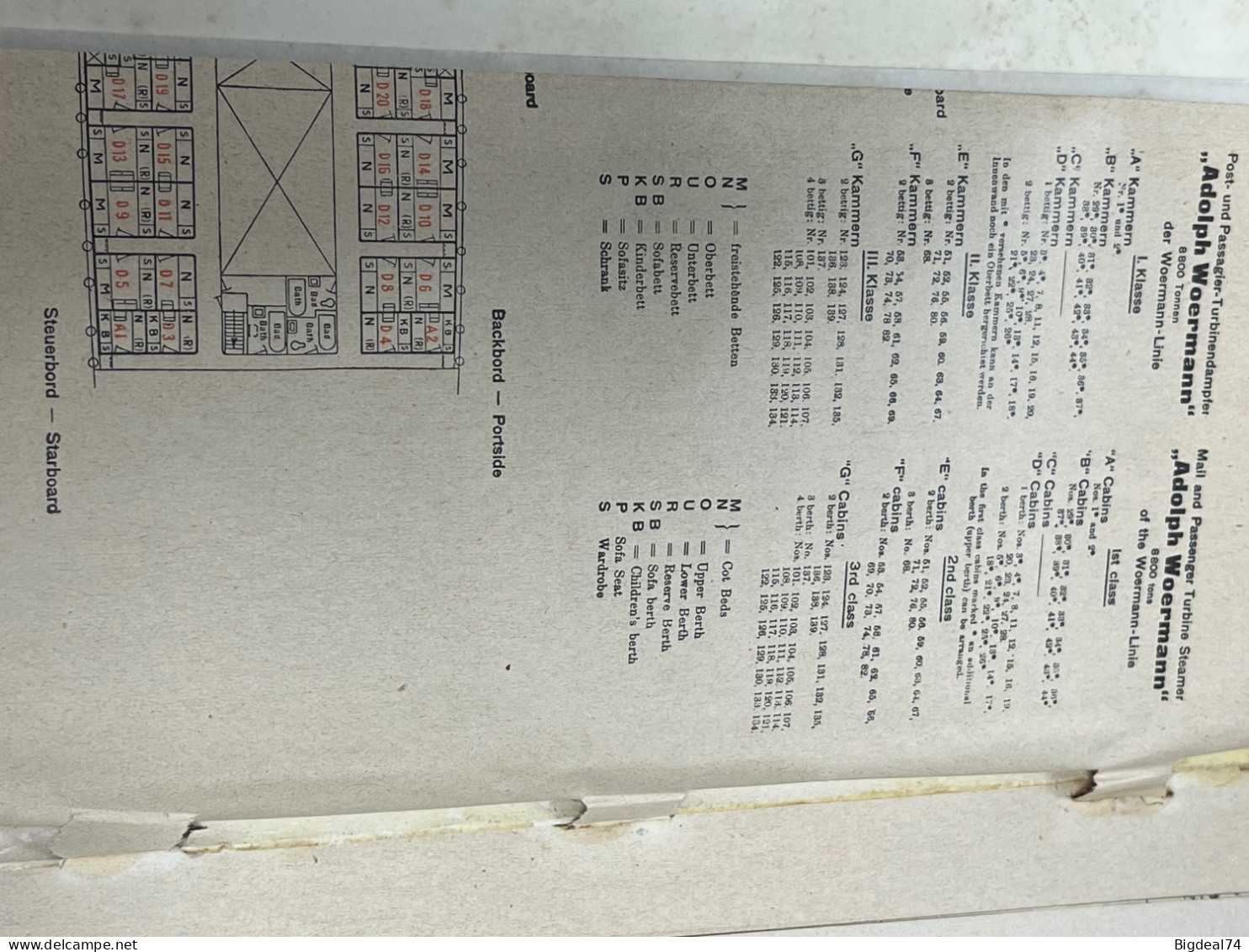 Plan Paquebot Deutsche Ost Afrika Linie - 1927 - Other & Unclassified