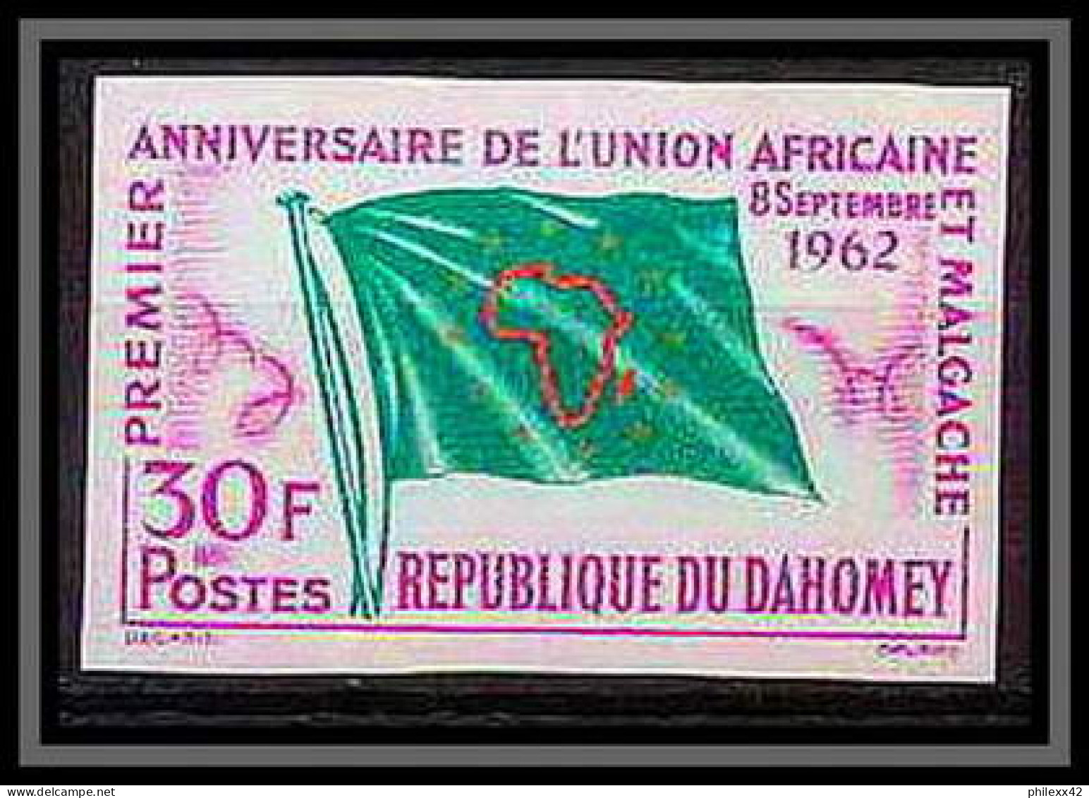 92229 Dahomey N°174 L'Union Africaine Et Malgache Drapeau Flag 1962 Non Dentelé Imperf ** MNH - Emissions Communes