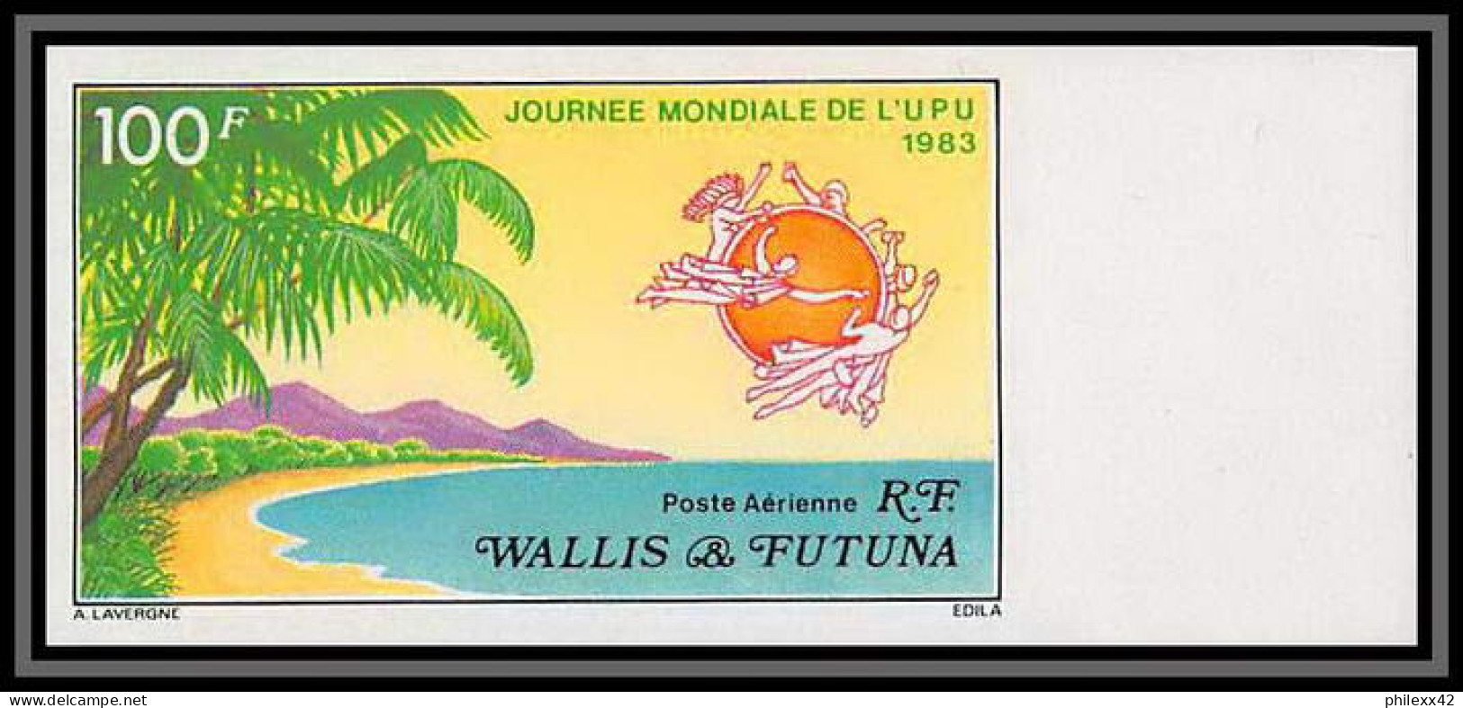 92239 Wallis Et Futuna Poste Aérienne PA N°123 Journée Mondiale De UPU 1983 Non Dentelé Imperf ** MNH - Imperforates, Proofs & Errors