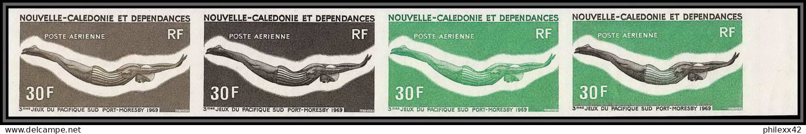 92361 Nouvelle-Calédonie PA N°106 Natation Swiming Jeux Pacific Sud 1969 Dive Essai Proof Non Dentelé Imperf ** MNH  - Sin Dentar, Pruebas De Impresión Y Variedades