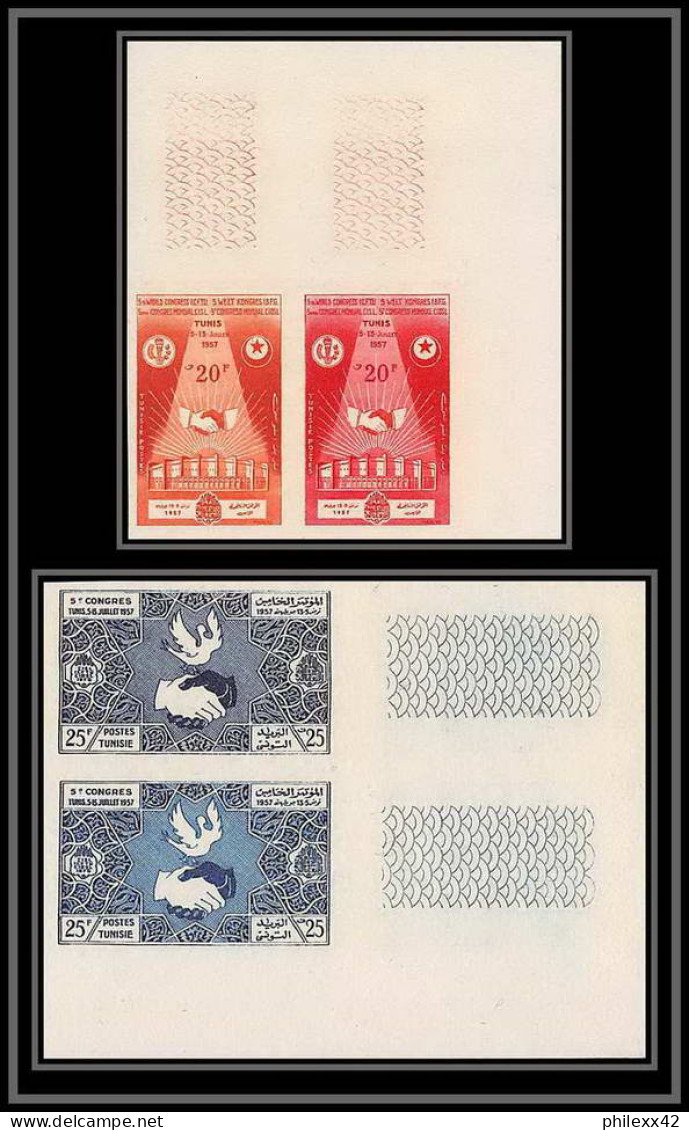 92518b Tunisie N°441/42 Congrès Des Syndicats UGTT Travail Labor Libres Paires Essai Proof Non Dentelé Imperf ** MNH - ILO