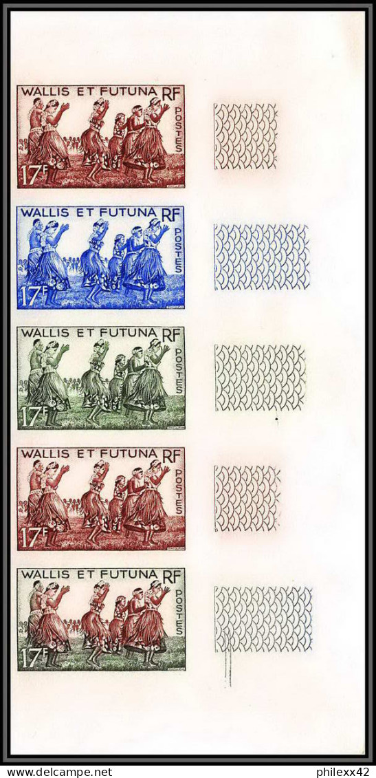 92541 Wallis Et Futuna N°158A Danseuses Danse 1957 Dancer Dance Essai Proof Non Dentelé Imperf ** MNH - Non Dentelés, épreuves & Variétés