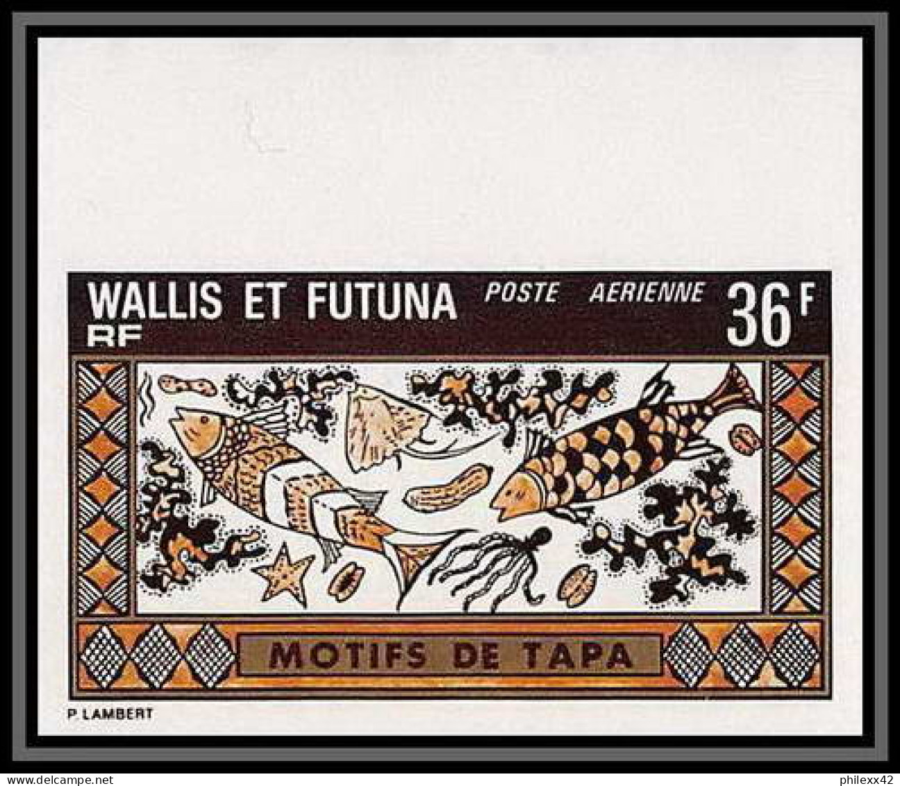 92544a Wallis Et Futuna PA N°60 Artisanat Motifs De Tapa Tapas Géométriques Craft Non Dentelé Imperf ** MNH - Geschnittene, Druckproben Und Abarten