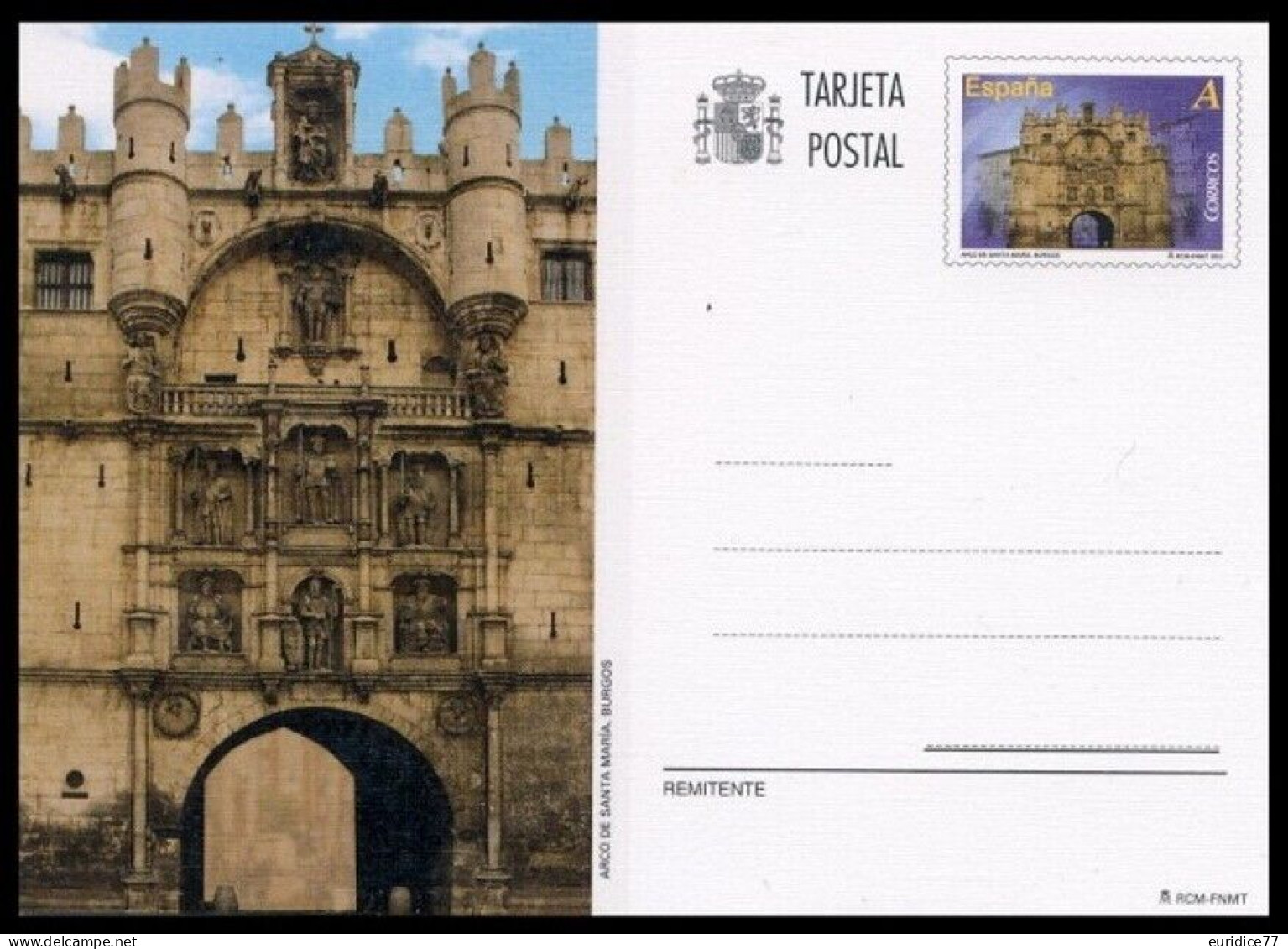 Spain 2012 - Entero Postal Arco Santa Maria, Burgos Mnh** - 1931-....