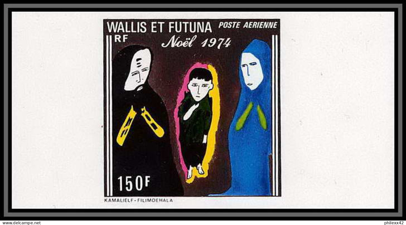 92550 Wallis Et Futuna Poste Aerienne PA N°57 Noel Christmas 1974 Non Dentelé Imperf ** MNH - Geschnittene, Druckproben Und Abarten