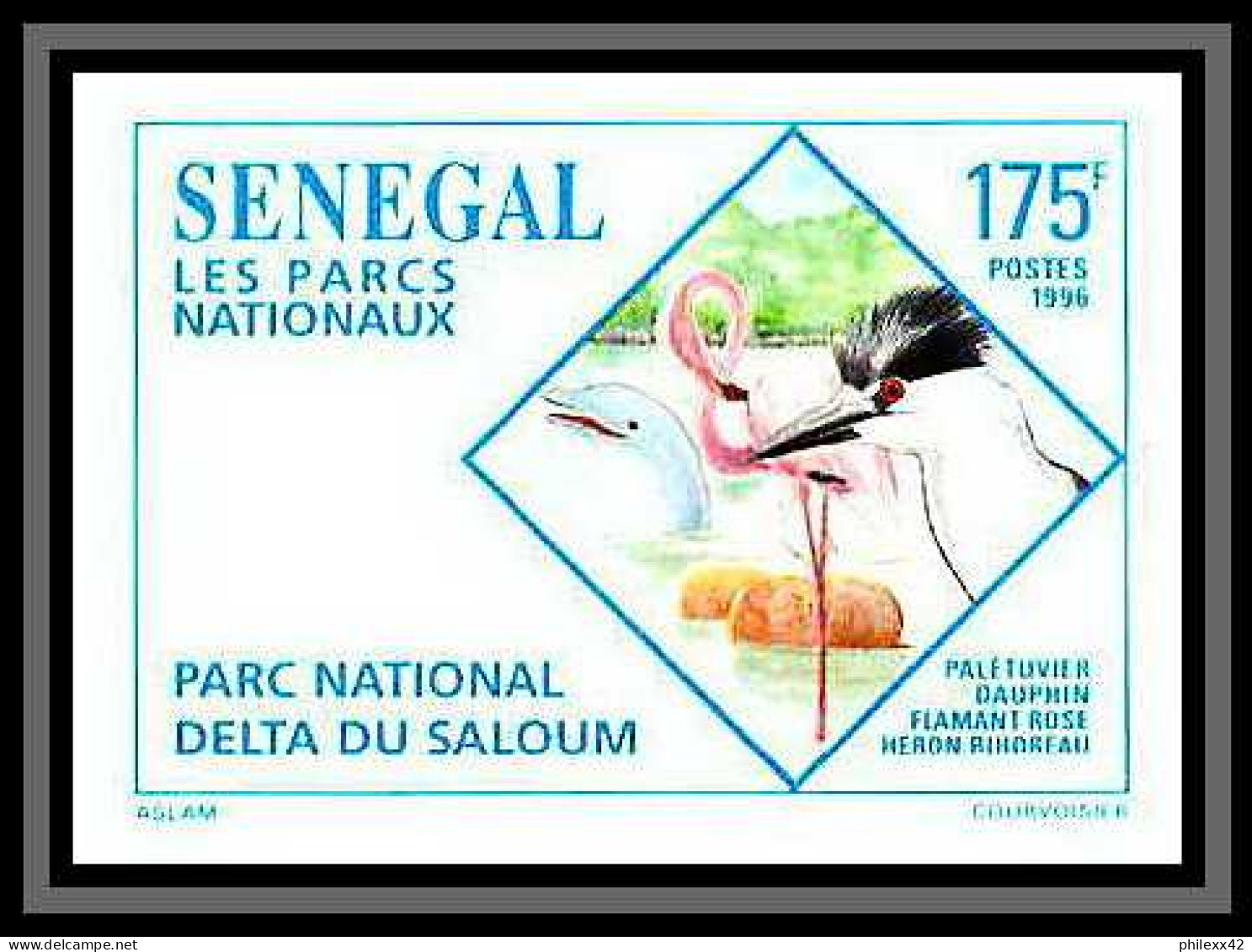 92733b Sénégal N°1179/1182 Parc Du Saloum Crocodile Hippopotame Elephant Girafe Animals Non Dentelé ** MNH Imperf - Flamingo's