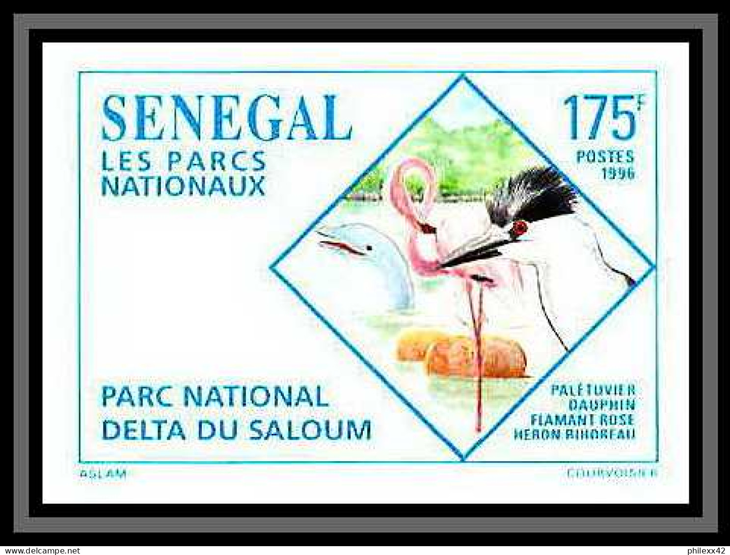 92733b Sénégal N°1179/1182 Parc Du Saloum Crocodile Hippopotame Elephant Girafe Animals Non Dentelé ** MNH Imperf - Flamants