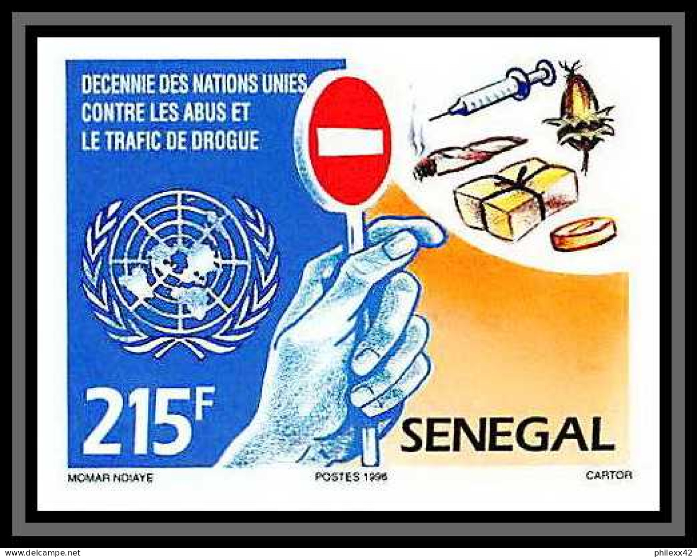 92740b Sénégal N°1184/1185 Nations Unies Trafic Drogue Drug Trafficking Onu Uno Non Dentelé ** MNH Imperf  - Droga