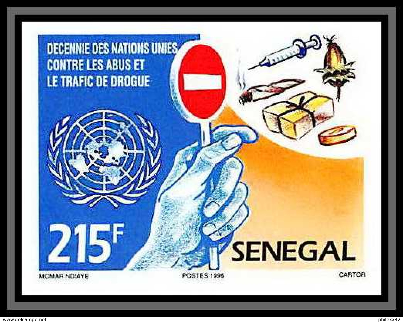 92740b Sénégal N°1184/1185 Nations Unies Trafic Drogue Drug Trafficking Onu Uno Non Dentelé ** MNH Imperf  - Drogen