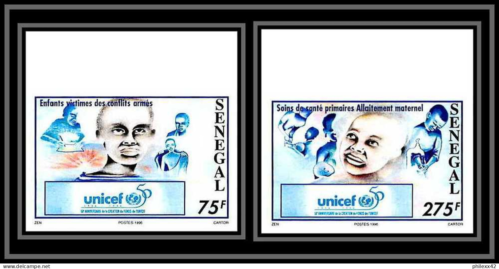 92742c Sénégal N°1191/1192 Unicef ONU UNO L'enfance Enfants Children Child 1996 Non Dentelé ** MNH - UNICEF