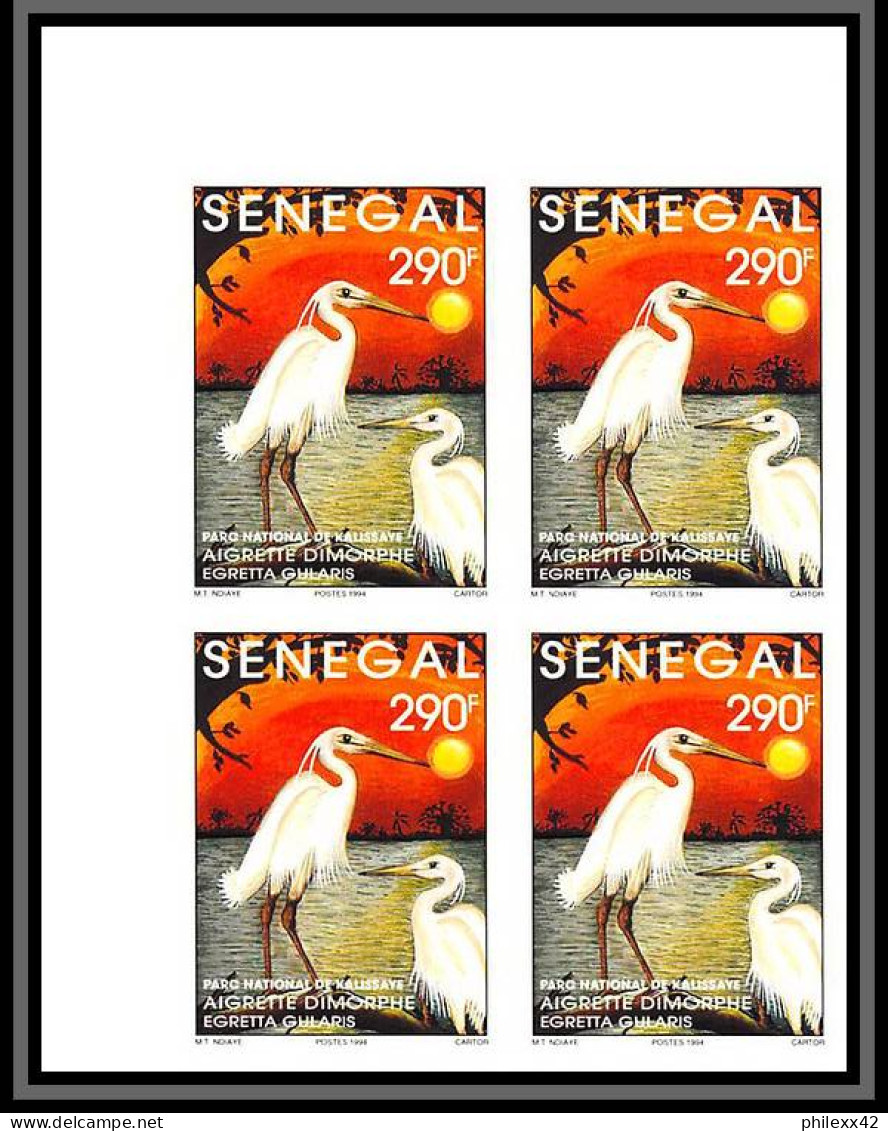 92747a Sénégal N°1108/1111 Kalissaye Oiseaux Birds 1994 Pelicans / Terns / Egrets Non Dentelé ** MNH Imperf Bloc 4 - Collections, Lots & Series