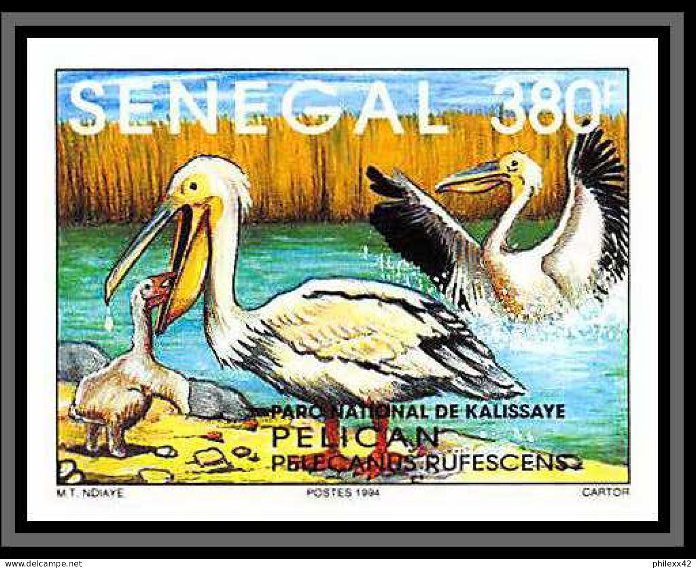 92747b Sénégal N°1108/1111 Kalissaye Oiseaux Birds 1994 Héron Sterne Pelican Aigrette Terns Non Dentelé ** MNH Imperf  - Colecciones & Series