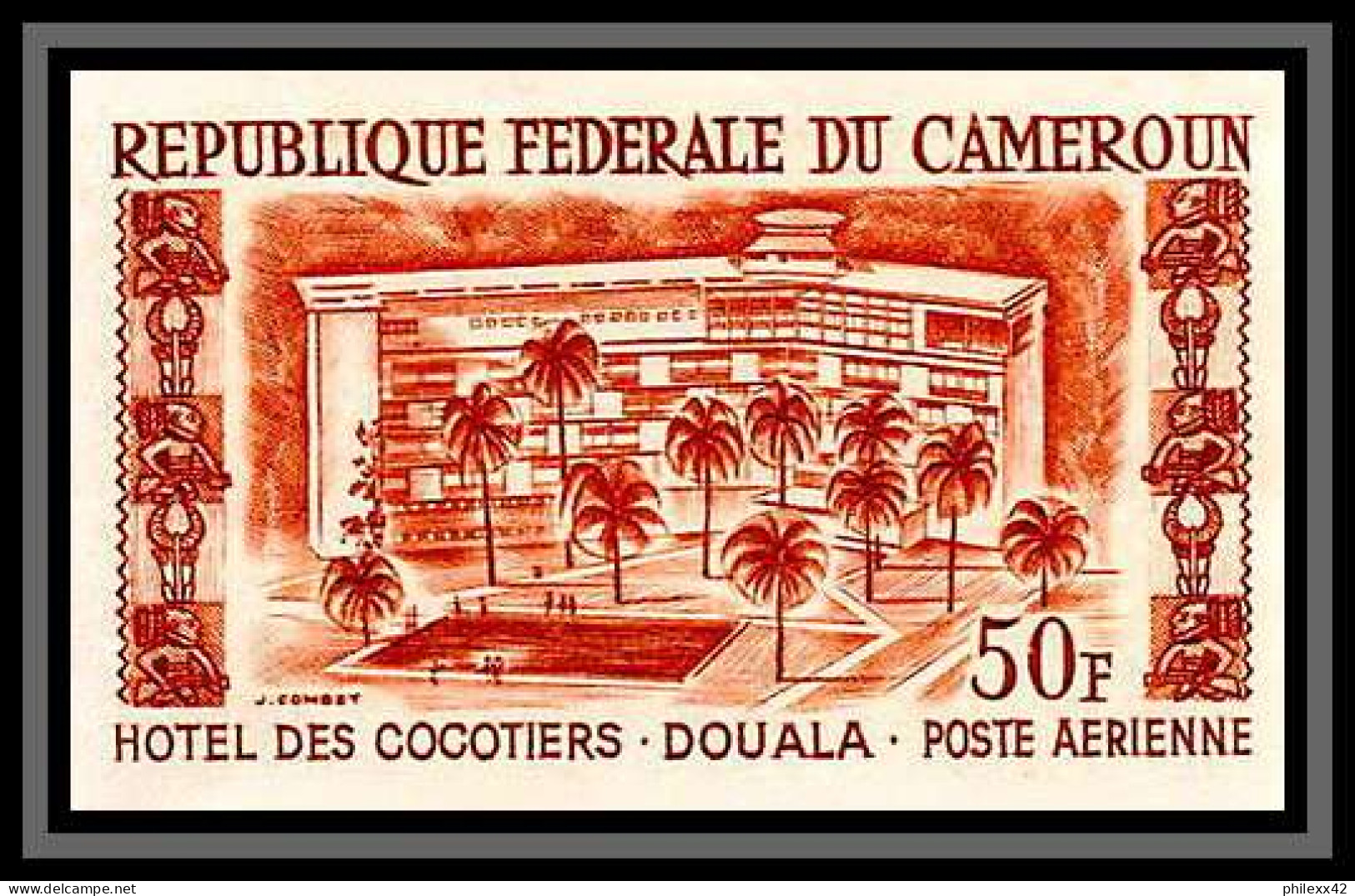 92826 Cameroun PA N°53 Hotel Des Cocotiers Douala 1962 Essai Proof Non Dentelé ** (MNH Imperf) - Hotel- & Gaststättengewerbe