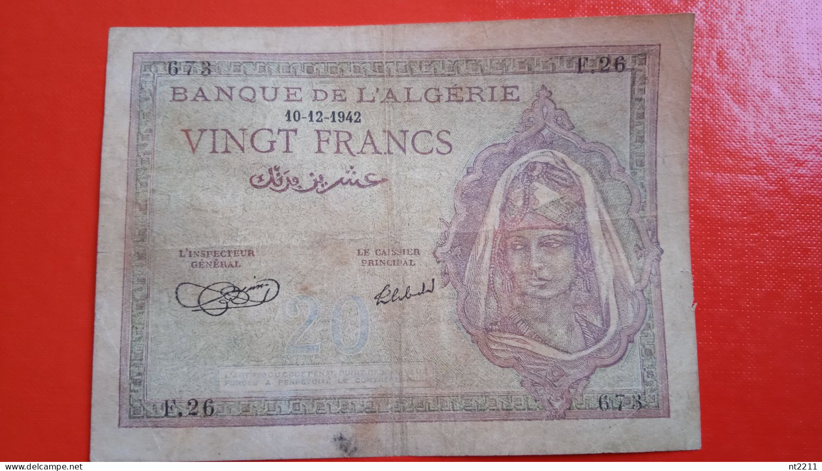 Banknote 20 Francs Algeria 1942 - Algerien