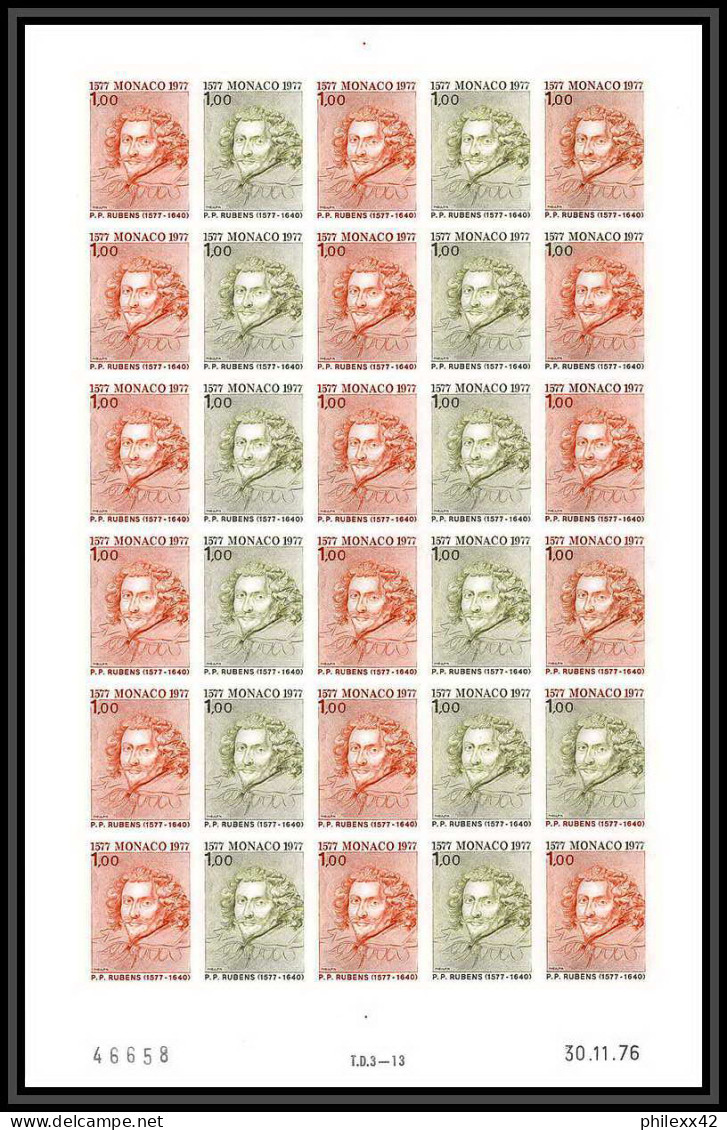 92945 Monaco N°1098/1100 Rubens Tableau (Painting) Essai Proof Non Dentelé ** (MNH Imperf) Feuilles Sheets Complet - Rubens