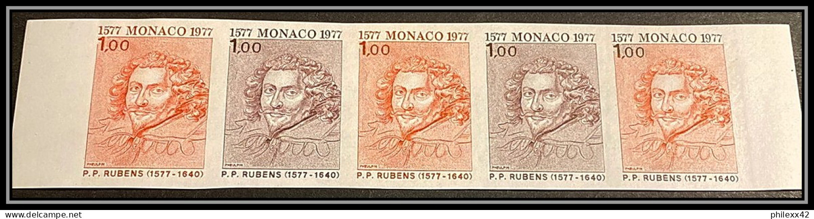 92945g Monaco 1099 Villiers Duc De Buckingham Rubens Tableau Painting Essai Proof Non Dentelé ** MNH Imperf Bande 5 - Rubens