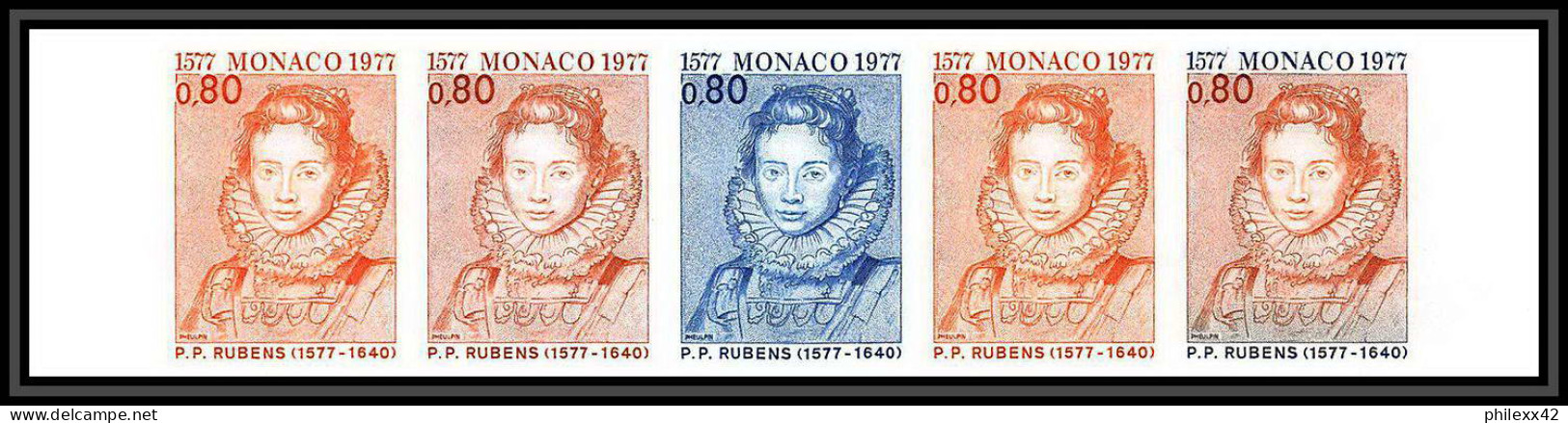 92945d Monaco N°1098/1100 Rubens Tableau (Painting) Essai Proof Non Dentelé ** (MNH Imperf) Bande De 5 - Rubens