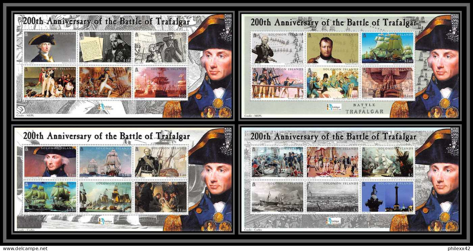 93039 Solomon Islands (Salomon) Mi N° 79/82 Napoléon Ier 2005 - 200 Th Anniversary Battle Of Trafalgar  - Napoleon