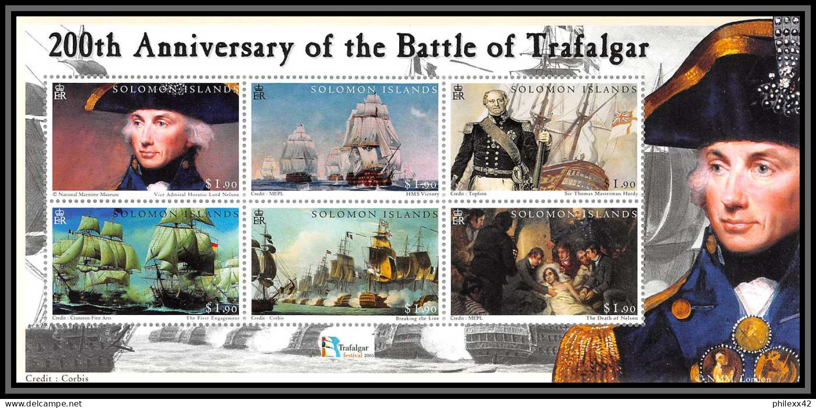 93039 Solomon Islands (Salomon) Mi N° 79/82 Napoléon Ier 2005 - 200 Th Anniversary Battle Of Trafalgar  - Napoleon