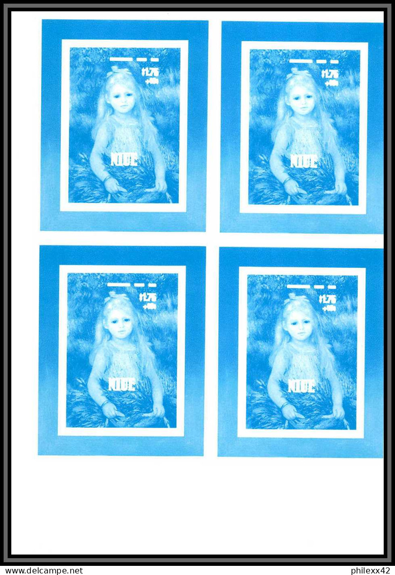 93059 Niue bloc N°91 renoir portait jeune fille Tableau Painting essais Non dentelé ** MNH Imperf progressive proof