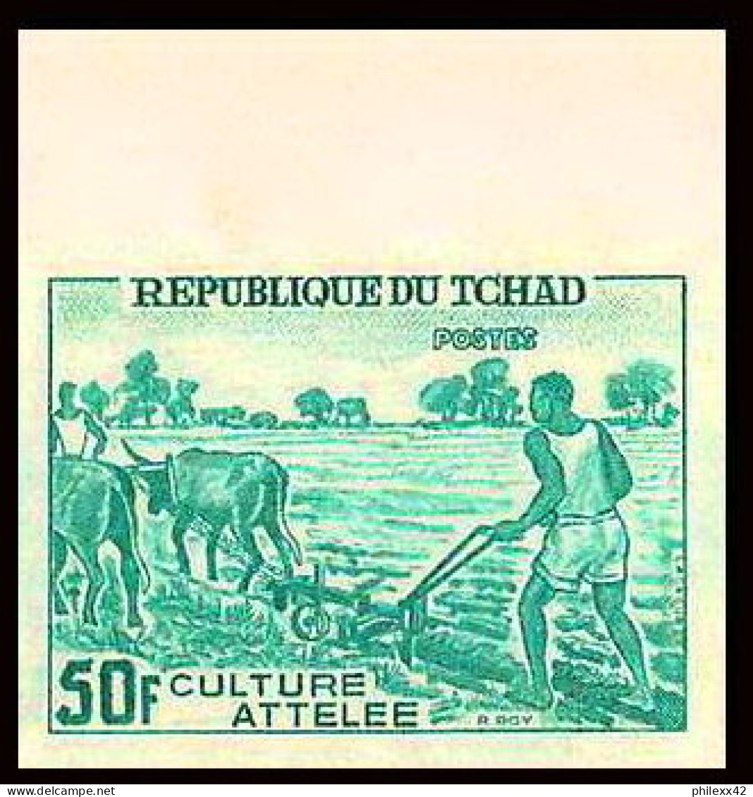 93442f Tchad N°270 Agriculture Attelée Tobacco Animal Traction Essai Proof Non Dentelé Imperf ** MNH  - Tabacco