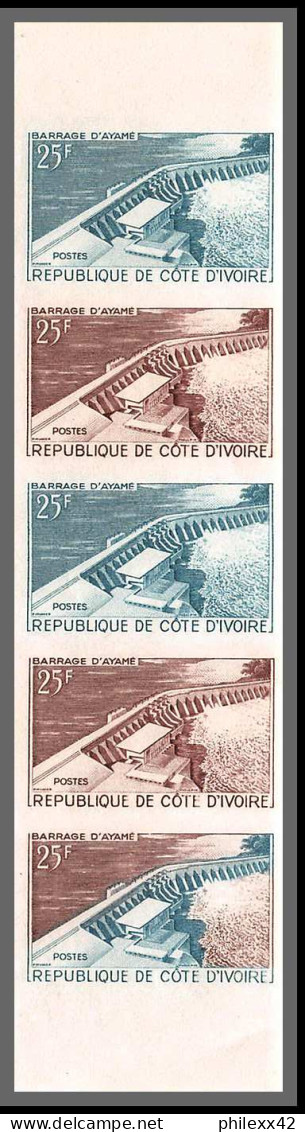 93610b Cote D'ivoire N°200 Barrage D'ayamé Dam 1960 Bande 5 Essai Proof Non Dentelé Imperf ** MNH - Water