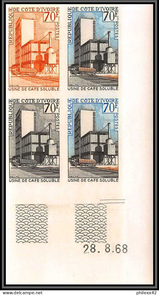 93717e Cote D'ivoire N°275 Usine De Café Soluble Coffee Factory Coin Daté Essai Proof Non Dentelé Imperf ** MNH - Otros & Sin Clasificación