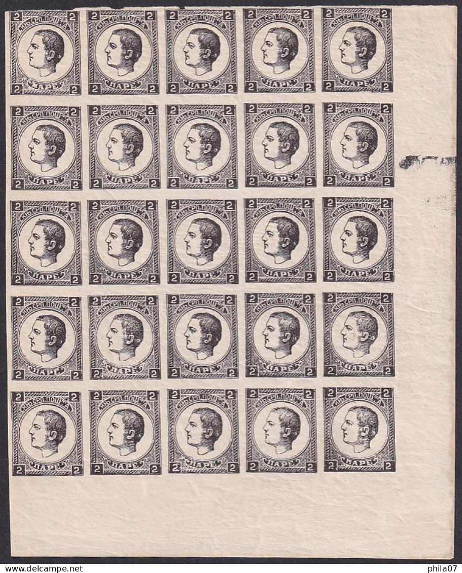 SERBIA - Mi.No. 20 II, Lower Right Block Of 25 With Original Gum. / 2 Scan - Serbia