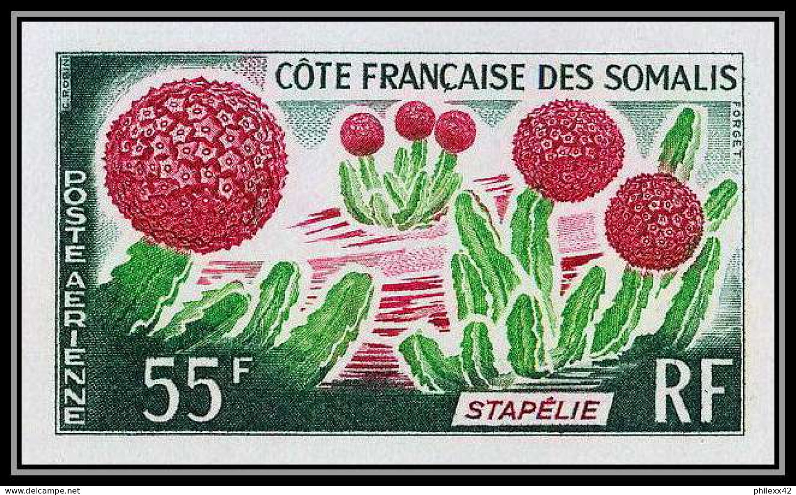 93910d Cote Française Des Somalis PA N°47 Cactus Non Dentelé Imperf ** MNH - Sukkulenten