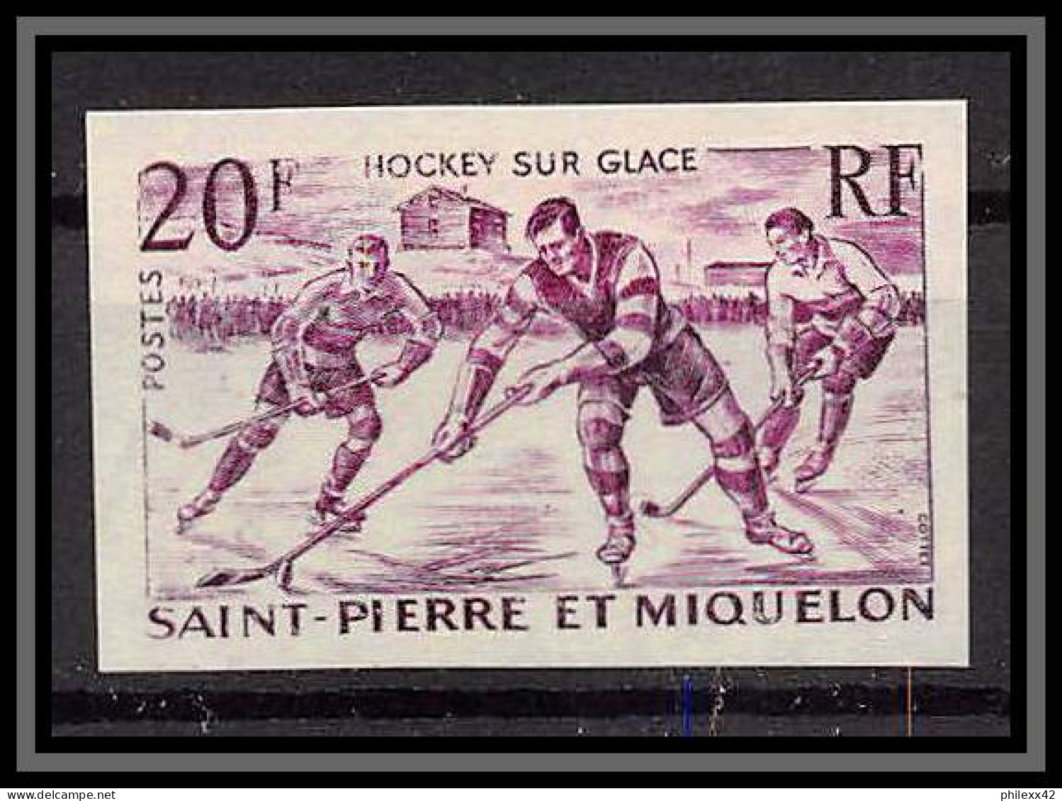 85449 N°360 Ice Hockey Sur Glace Saint Pierre Et Miquelon Non Dentelé Imperf ** MNH Lot De 3 Couleurs - Eishockey