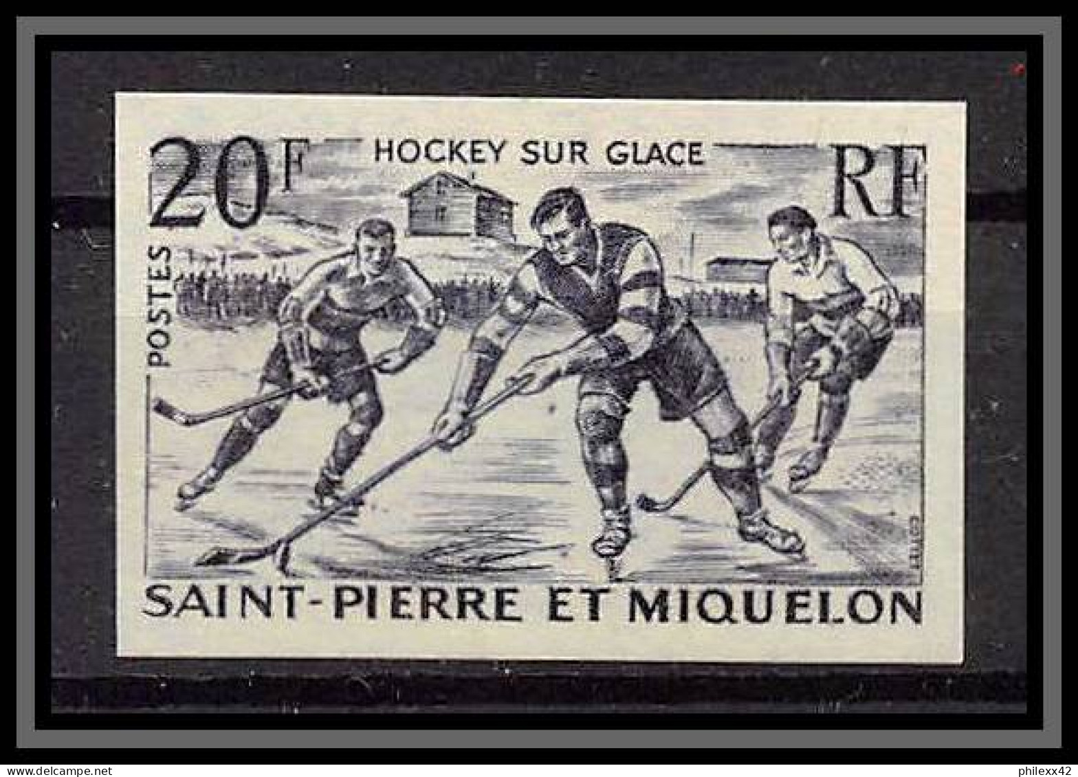 85449 N°360 Ice Hockey Sur Glace Saint Pierre Et Miquelon Non Dentelé Imperf ** MNH Lot De 3 Couleurs - Eishockey