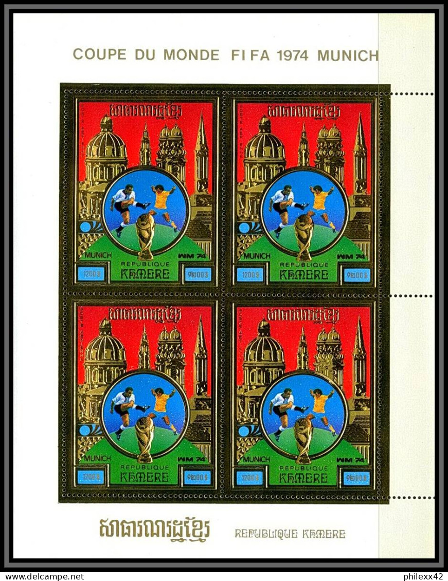 85668 N°431 A Munich 1974 Football Soccer FIFA Khmère Cambodge Cambodia ** MNH OR Gold Bloc 4 - 1974 – Germania Ovest