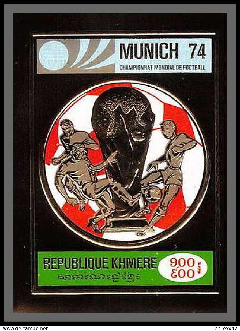 85676b Mi N°36 B World Cup Munich 74 1974 Football Soccer Khmère Cambodia ** MNH OR Gold Non Dentelé Imperf - 1974 – Alemania Occidental