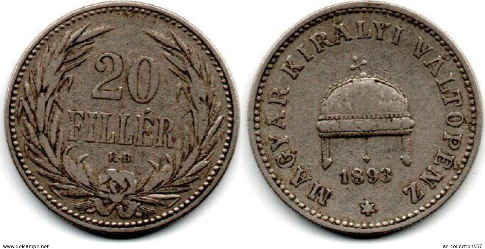 MA 30162 /  Hongrie - Hungary - Ungarn 20 Filler 1893 KB TTB - Hungary