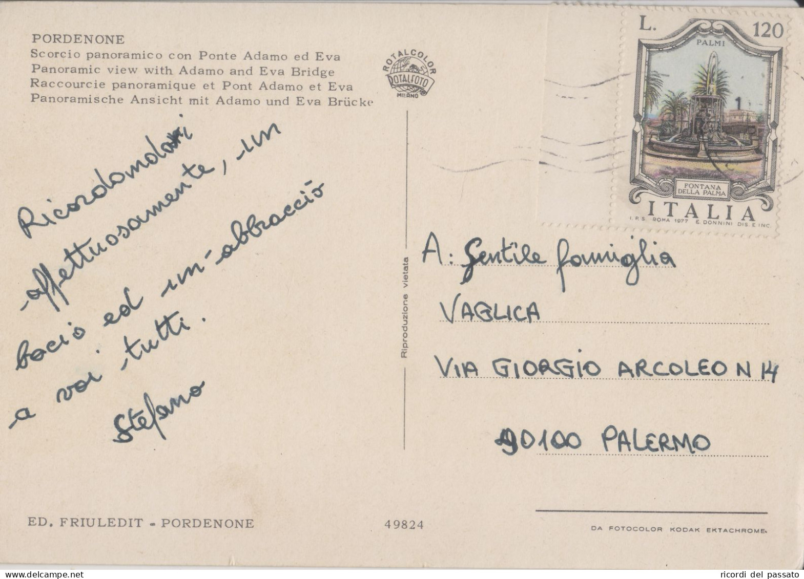Cartolina Pordenone - Scorcio Panoramico Con Ponte Adamo Ed Eva - Pordenone