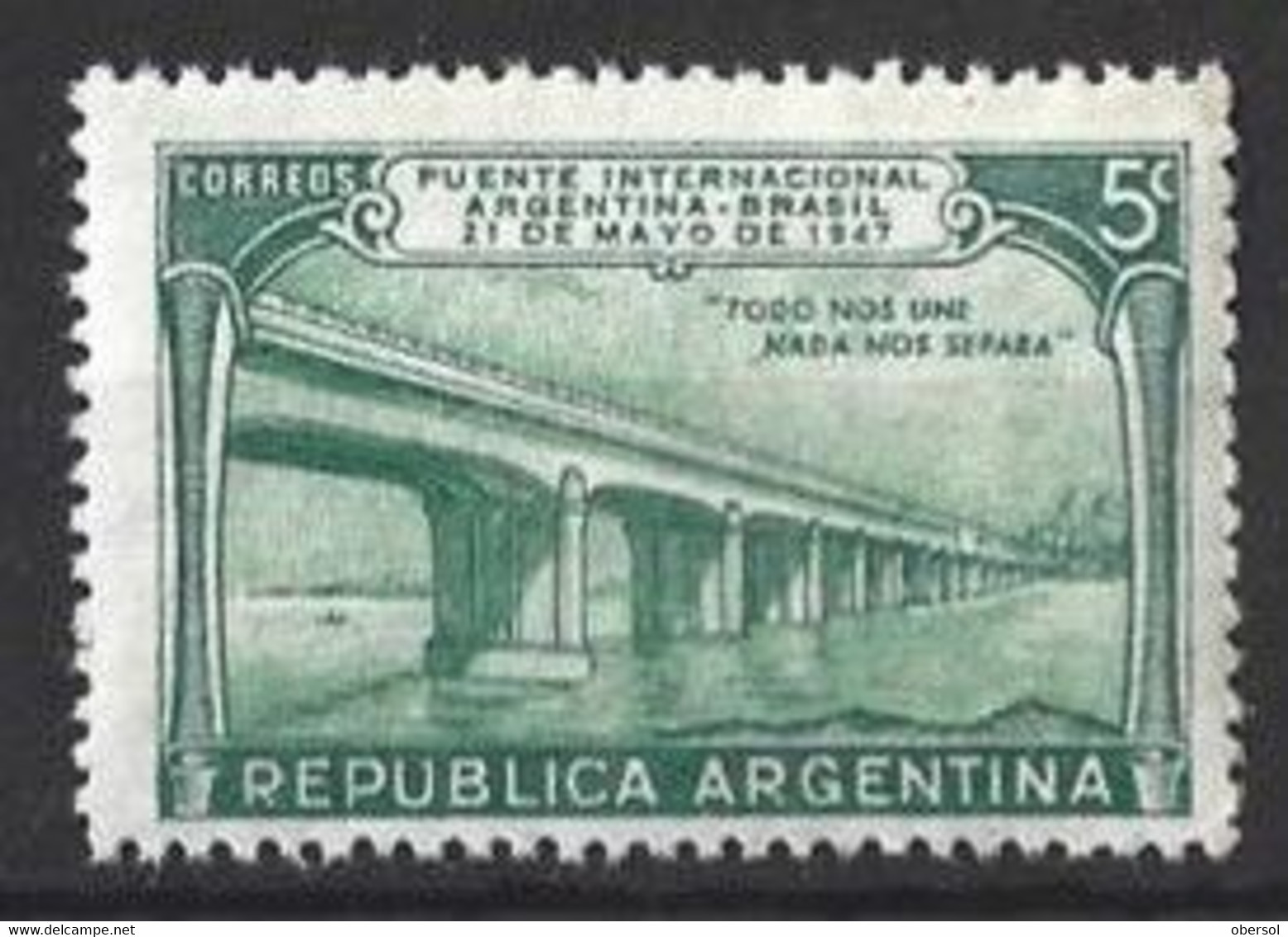 Argentina 1947 International Bridge Argentina-Brasil MNH Stamp - Neufs