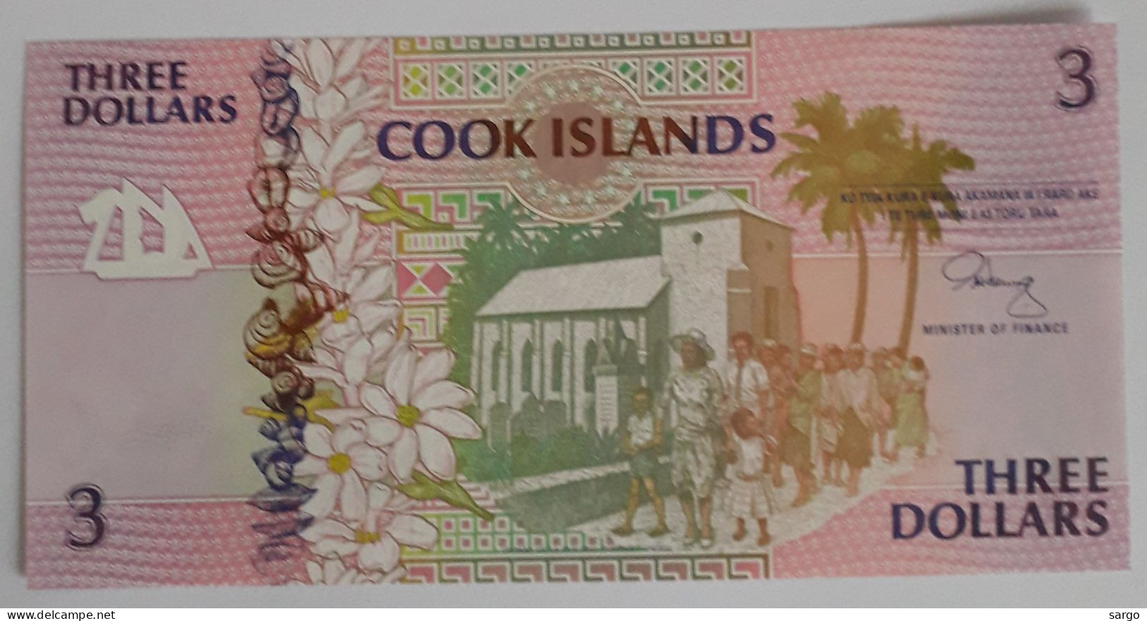 COOK ISLANDS - AITUTAKI - 3 DOLLARS - 1992 - UNC - P 7  - BANKNOTES - PAPER MONEY - CARTAMONETA - - Cookeilanden