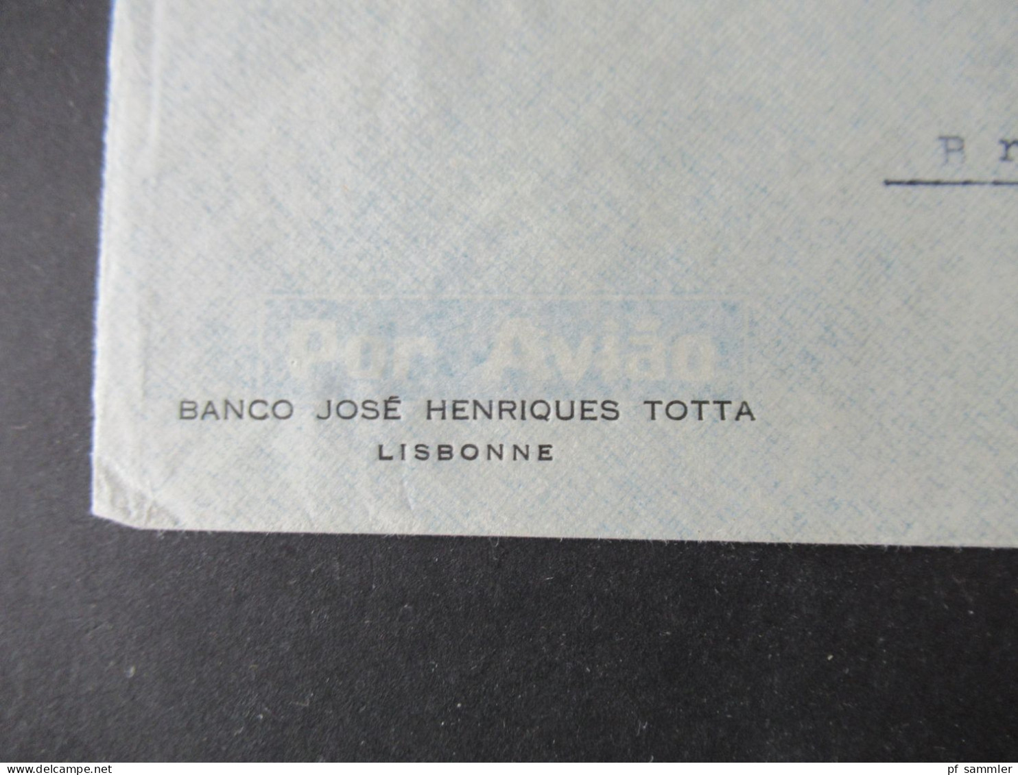 Portugal 1953 Via Aerea/Luftpost Firmenumschlag Banco Jose Henriques Lisbonne Marken Mit Perfin / Firmenlochung - Lettres & Documents