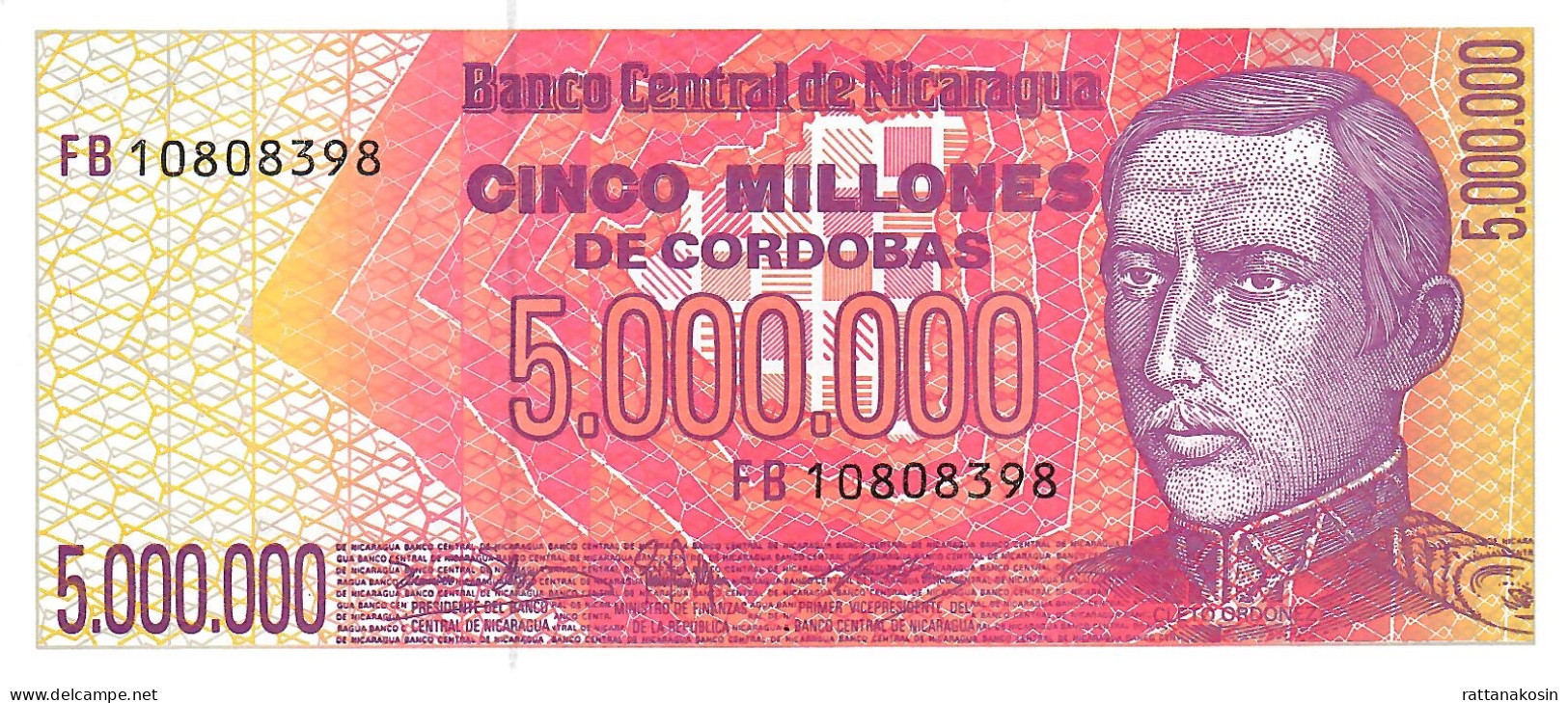 NICARAGUA P165 5.000.000 CORDOBAS  #FB  1990    UNC. - Nicaragua